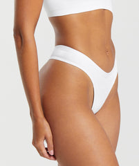 Seamless Dipped Front Thong White