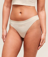 Cotton Graphic Thong Oat White