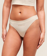 Cotton Graphic Thong Oat White