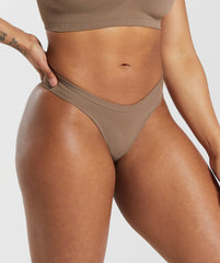 Seamless Dipped Front Thong Soul Brown