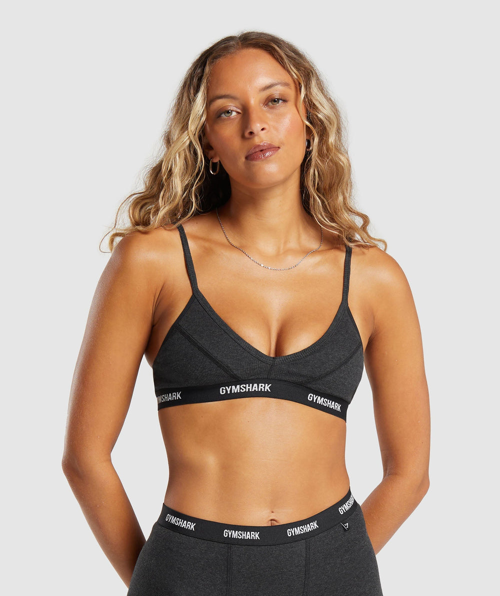 Rib Bralette Midnight Black Marl