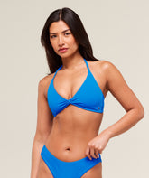 Twist Front Bikini Top Barbell Blue