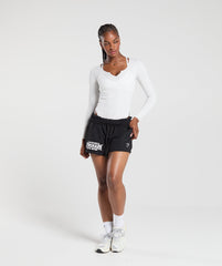 Ribbed Cotton Long Sleeve Bodysuit White Marl