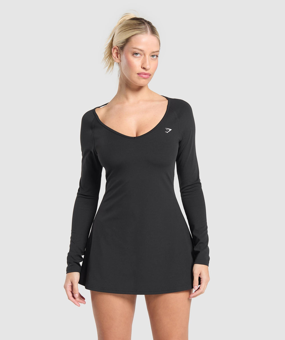 Long Sleeve Workout Dress Black
