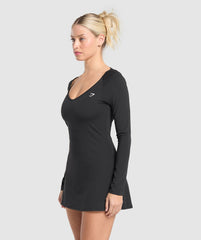 Long Sleeve Workout Dress Black