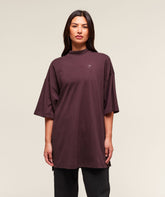 Covered Longline Cotton T-Shirt Cherry Purple