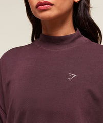 Covered Longline Cotton T-Shirt Cherry Purple
