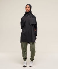 Covered Longline Cotton Long Sleeve Top Black
