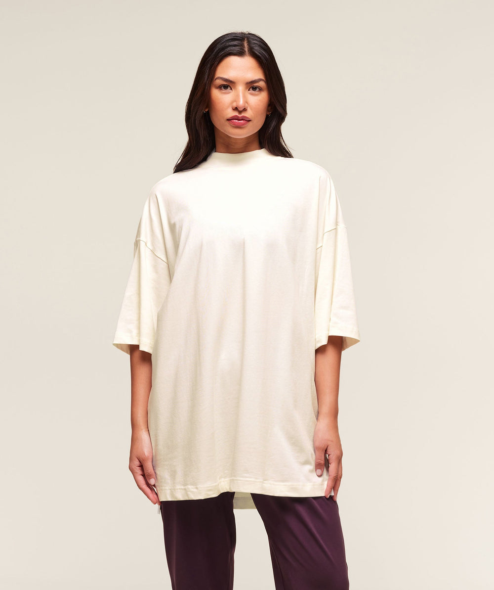 Covered Longline Cotton T-Shirt Soft White