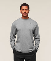 Essential Oversized Long Sleeve T-Shirt Charcoal Core Marl