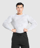 Geo Seamless Long Sleeve T-Shirt White/Light Grey