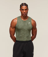 Geo Seamless Tank Core Olive/Deep Olive Green
