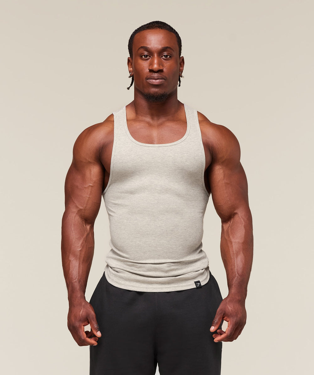 Ribbed Tank 3pk White/Black/Stone Grey Marl