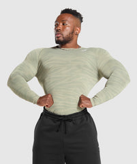 Geo Animal Seamless Long Sleeve T-Shirt Chalk Green/Unit Green