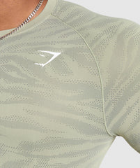 Geo Animal Seamless Long Sleeve T-Shirt Chalk Green/Unit Green