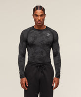 Geo Seamless Long Sleeve T-Shirt Black/Charcoal Grey