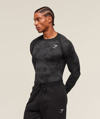 Geo Seamless Long Sleeve T-Shirt Black/Charcoal Grey