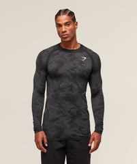 Geo Seamless Long Sleeve T-Shirt Black/Charcoal Grey