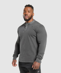 Heavyweight Woven Collar Henley Black
