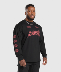 Metal Lifting Graphic Long Sleeve T-Shirt Black