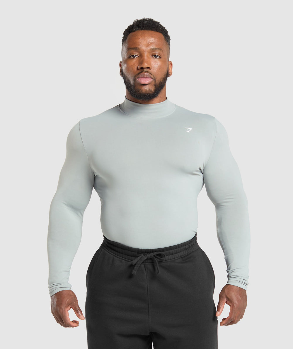 Everyday Seamless Mock Long Sleeve T-Shirt Silver Grey