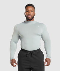 Everyday Seamless Mock Long Sleeve T-Shirt Silver Grey