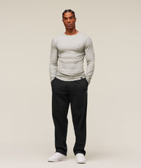 Ribbed Long Sleeve T-Shirt Stone Grey Marl