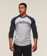 GSLC Raglan 3/4 Sleeve T-Shirt Light Grey Core Marl/Heavy Blue