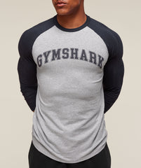 GSLC Raglan 3/4 Sleeve T-Shirt Light Grey Core Marl/Heavy Blue