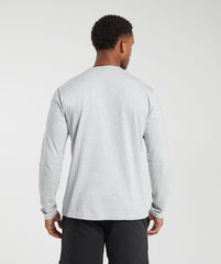 Crest Long Sleeve T-Shirt Light Grey Marl