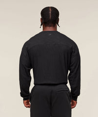 Lightweight Slub Textured Long Sleeve T-Shirt Black