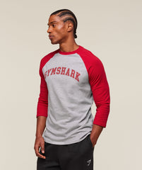 GSLC Raglan 3/4 Sleeve T-Shirt Light Grey Core Marl/Conditioning Red