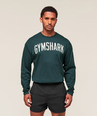 Worn Graphic Long Sleeve T-Shirt Deep Petrol Blue