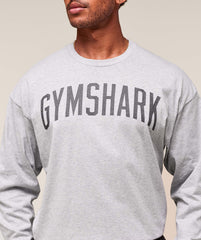Worn Graphic Long Sleeve T-Shirt Light Grey Core Marl