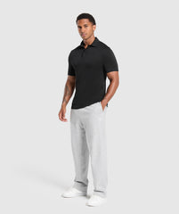 Flat Knit Polo Shirt Black