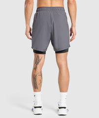 Sport 7" 2 in 1 Shorts Dark Grey/Black