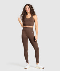 Vital Halter Neck Tank With Shelf Espresso Marl