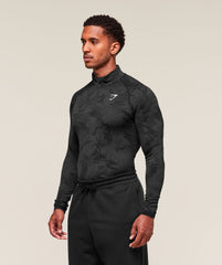 Geo Seamless 1/4 Zip Black/Charcoal Grey