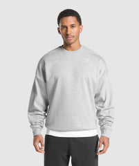 Oversized Crest Crew Light Grey Core Marl
