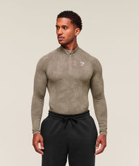 Geo Seamless 1/4 Zip Linen Brown/Camo Brown