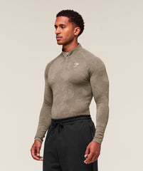 Geo Seamless 1/4 Zip Linen Brown/Camo Brown