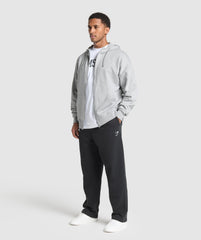 Crest Oversized Zip Up Hoodie Light Grey Core Marl