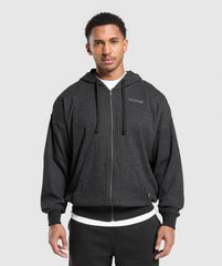 Waffle Zip Hoodie Black