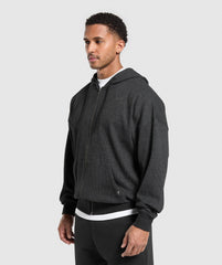 Waffle Zip Hoodie Black