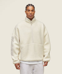 everywear Half Zip Sherpa Jacket Oat White