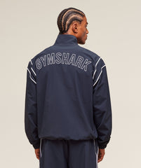 Retro Crinkle Track Jacket Heavy Blue