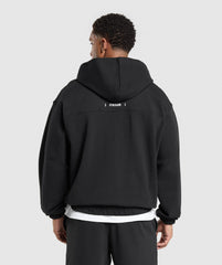 Rest Day Essentials Boxy Zip Up Hoodie Black