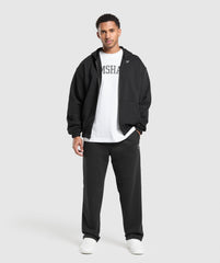 Rest Day Essentials Boxy Zip Up Hoodie Black