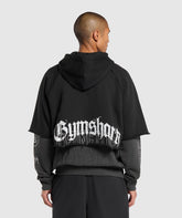Layered Zip Up Hoodie Black/Asphalt Grey