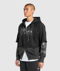 Layered Zip Up Hoodie Black/Asphalt Grey